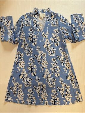 Sail to Sable Blue and White Floral Shift Dress